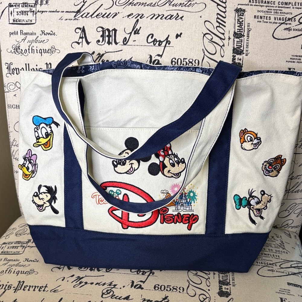Tokyo Disney Resort Tote Bag, Mickey Minnie, embroidered Canvas Tote Exclusive